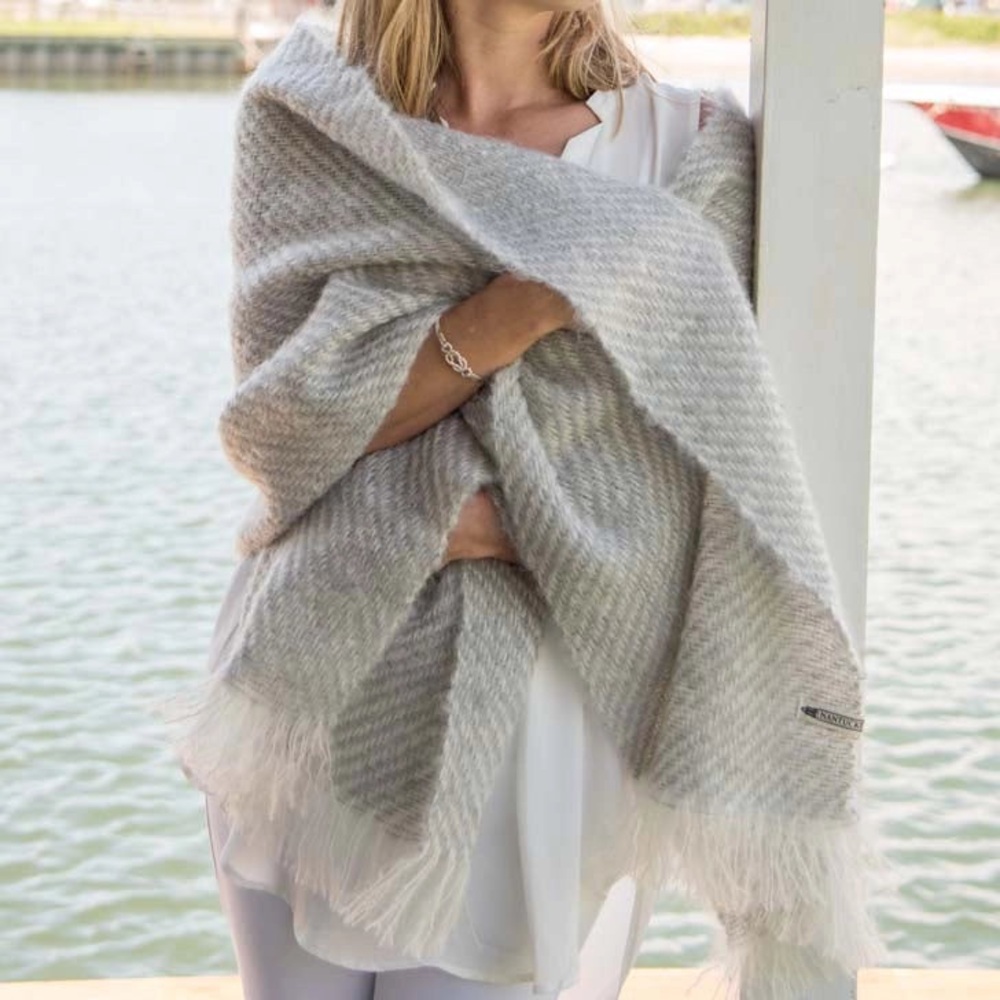 Nantucket Looms Fog Gray Handwoven Mohair Wrap